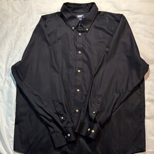 Lands’ End Men's Black No Iron  Button-Down Shirt NWOT
